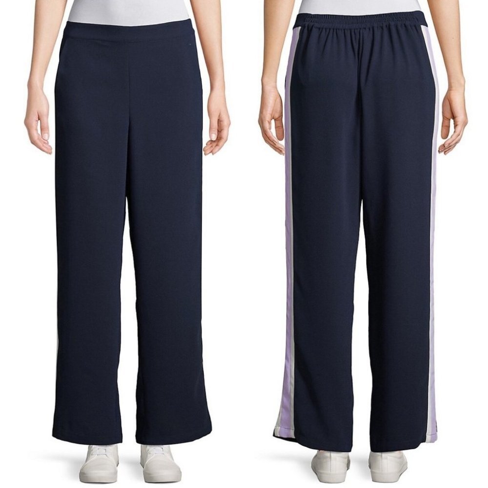 NWT‎ Retro Highline Side Stripe Track Pants Blue Size Medium New Tags Wide Leg M